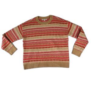 LOFT Fair Isle Crew Neck Sweater, Medium